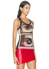 Jean Paul Gaultier Eyes And Lips Mesh Printed Tank Top