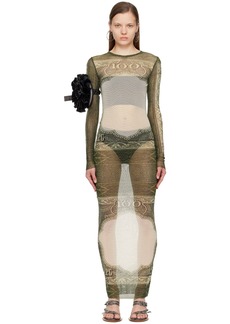 Jean Paul Gaultier Green & Off-White 'The Cartouche' Maxi Dress