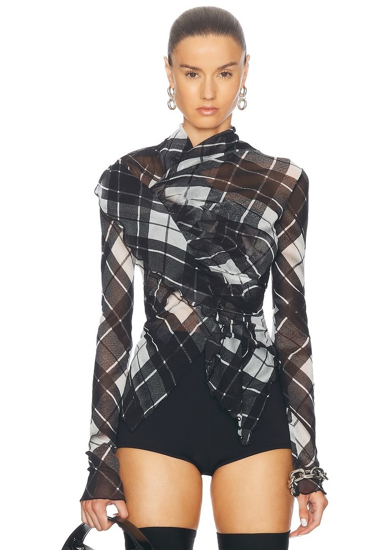 Jean Paul Gaultier Jean Paul distorted tartan long sleeve top