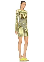 Jean Paul Gaultier Morphing Stripes Long Sleeve Dress