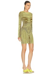 Jean Paul Gaultier Morphing Stripes Long Sleeve Dress
