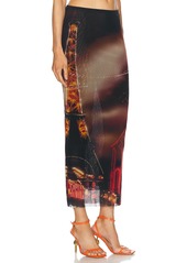 Jean Paul Gaultier Pigalle Mesh Long Printed Skirt