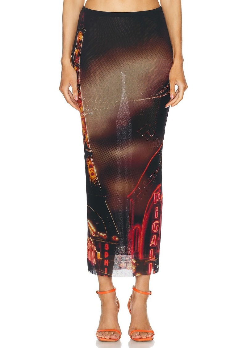 Jean Paul Gaultier Pigalle Mesh Long Printed Skirt