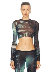 Jean Paul Gaultier Pigalle Mesh Long Sleeve Crop Top