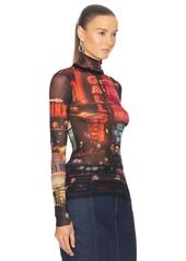 Jean Paul Gaultier Pigalle Mesh Long sleeve Printed Top