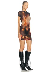 Jean Paul Gaultier Pigalle Mesh Short Printed Dress