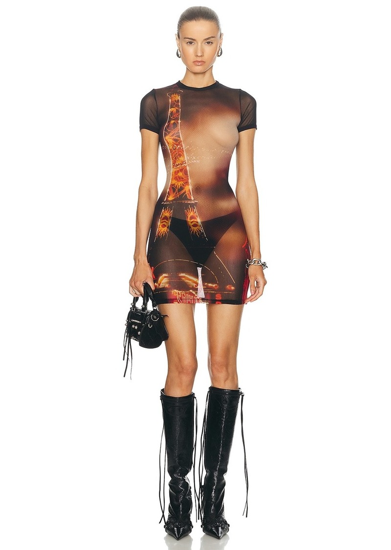 Jean Paul Gaultier Pigalle Mesh Short Printed Dress