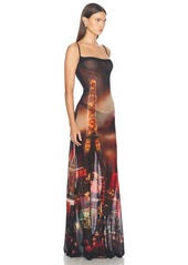 Jean Paul Gaultier Pigalle Mesh Slip Printed Dress