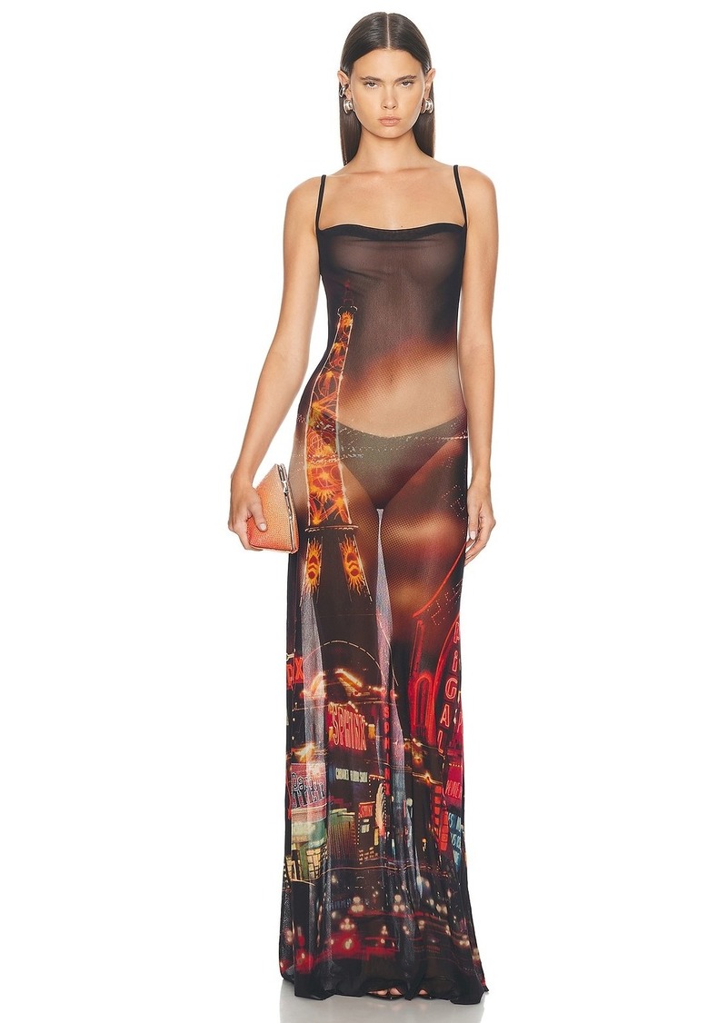 Jean Paul Gaultier Pigalle Mesh Slip Printed Dress