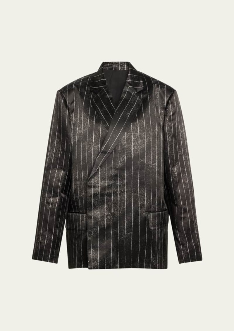 Jean Paul Gaultier Pinstripe Satin Oversized Tailored Jacket