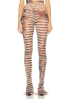 Jean Paul Gaultier Printed Mariniere Tattoo Flare Trouser