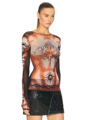 Jean Paul Gaultier Printed Safe Sex Tattoo Long Sleeve Crew Neck Top