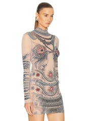 Jean Paul Gaultier Printed Soleil Long Sleeve High Neck Top