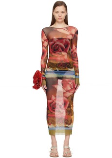 Jean Paul Gaultier Red & Green Roses Maxi Dress