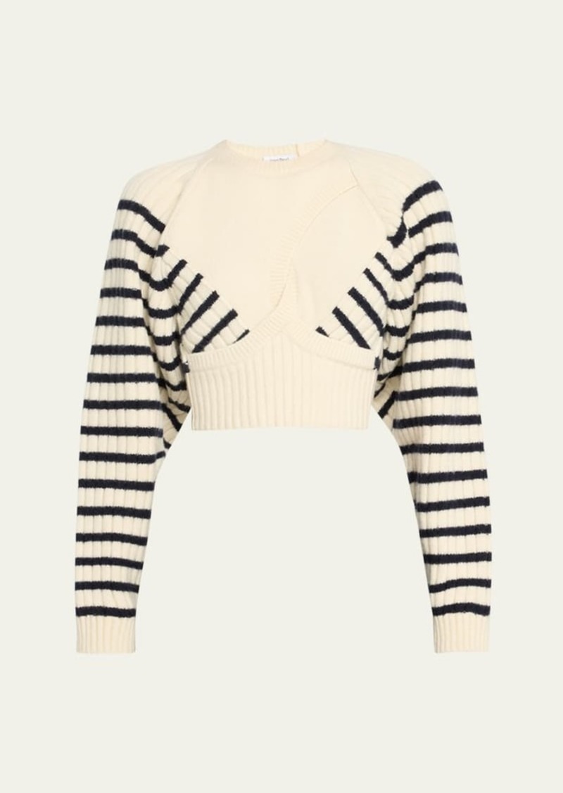 Jean Paul Gaultier Ribbed Mariniere Cropped Knit Pullover