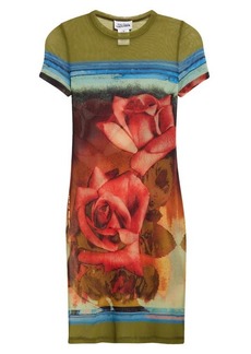 Jean Paul Gaultier Rose Print Semisheer Mesh Dress