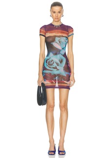 Jean Paul Gaultier Roses Mesh Short Sleeve Dress