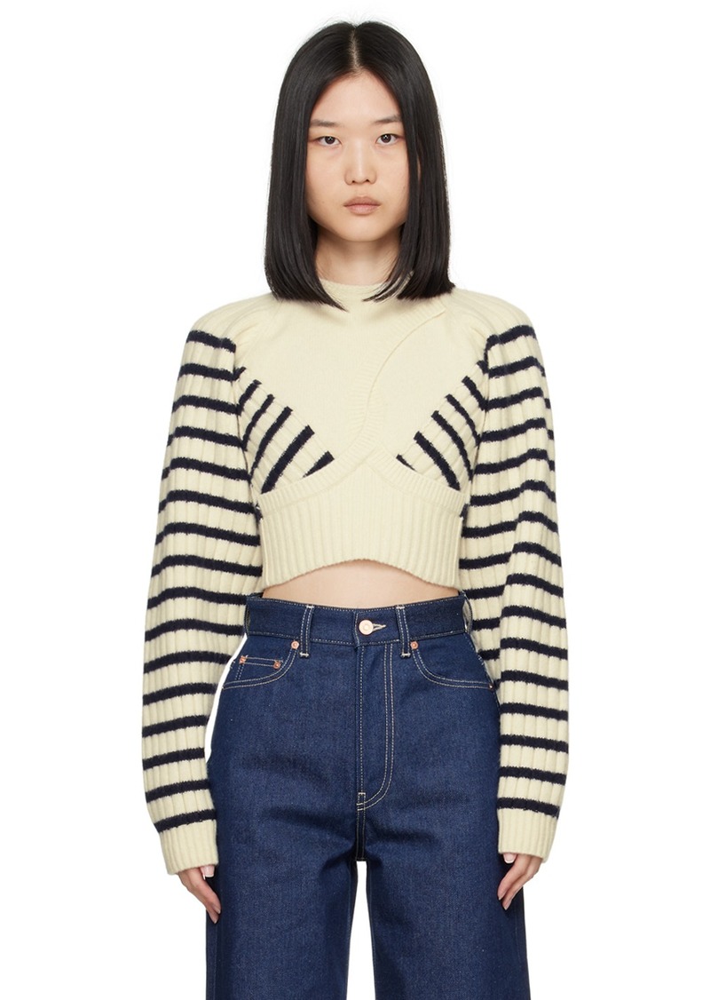 Jean Paul Gaultier White 'The Criss Cross Marinière' Sweater