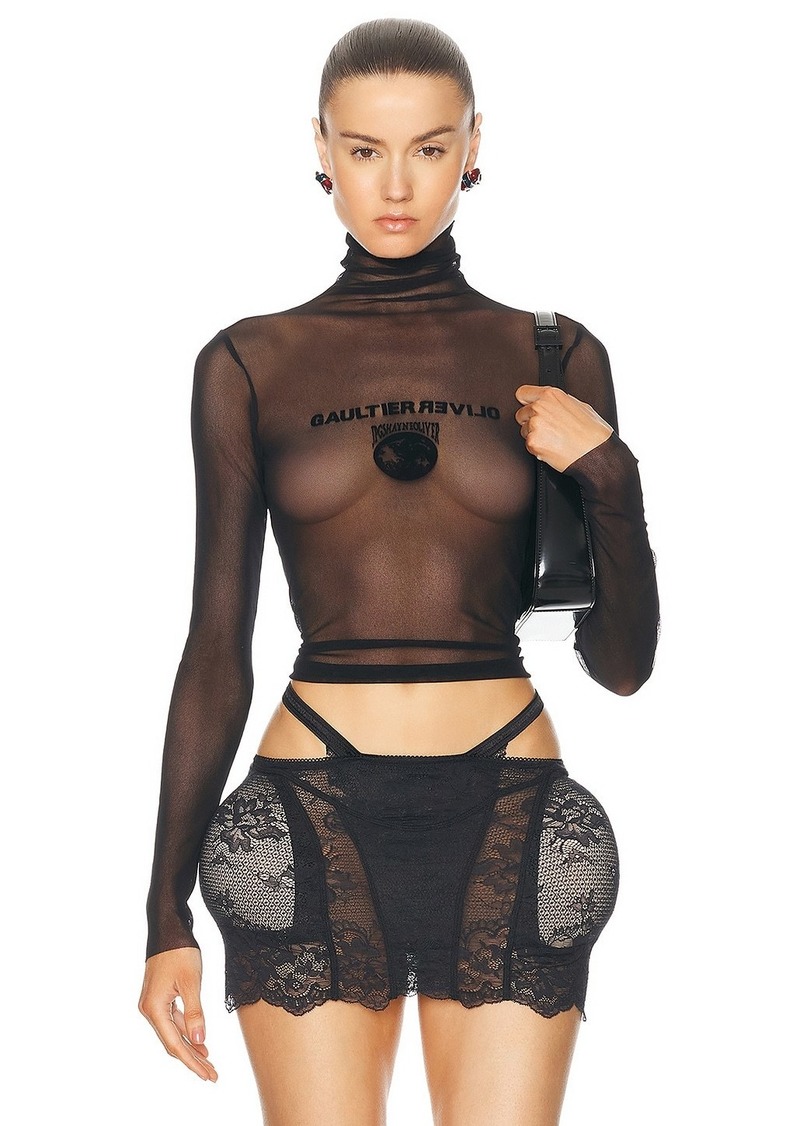 Jean Paul Gaultier X Shayne Oliver Mesh Turtleneck Earth Top