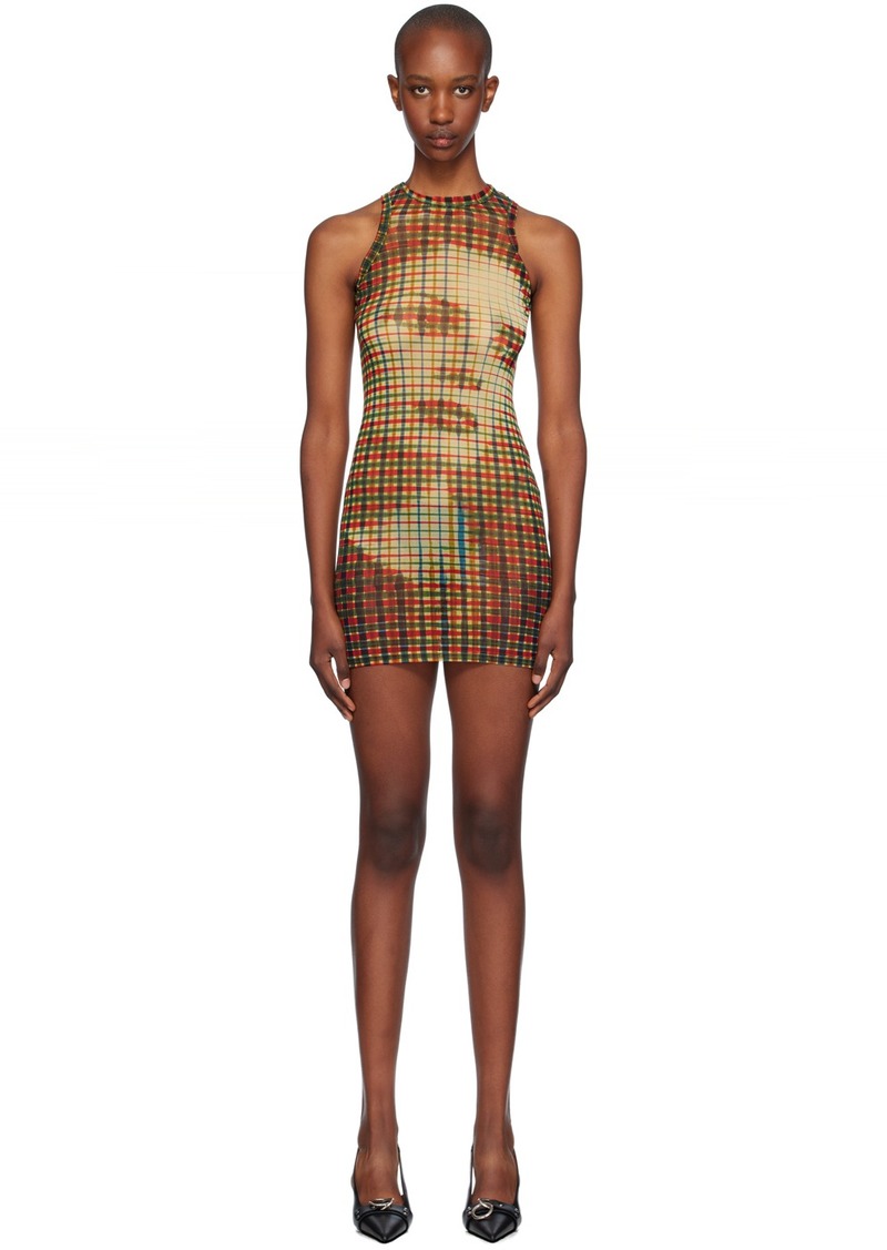 Jean Paul Gaultier Yellow & Green Tartan Face Minidress