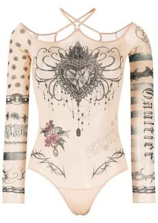 Jean Paul Gaultier x KNWLS tattoo-print long-sleeve bodysuit