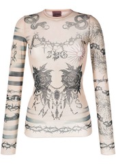 Jean Paul Gaultier tattoo-print long-sleeved top