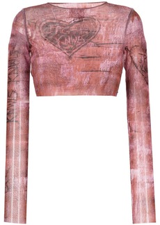 Jean Paul Gaultier x KNWLS graphic-print cropped top