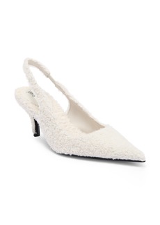 Jeffrey Campbell Furz Faux Shearling Slingback Pump in Ivory Curly at Nordstrom Rack