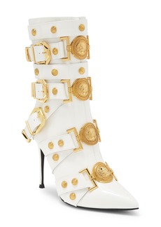 Jeffrey Campbell Loyalty Pointed Toe Bootie in White Patent Gold at Nordstrom Rack