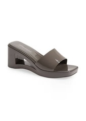 Jeffrey Campbell Shaggy Wedge Slide Sandal in Grey Patent at Nordstrom