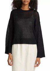 Jenni Kayne Cropped Linen Knit Crewneck Sweater