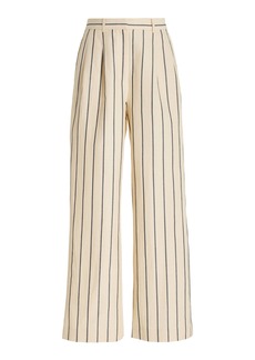 Jenni Kayne - Jones Striped Cotton-Blend Wide-Leg Pants - White - US 10 - Moda Operandi
