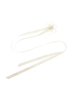 Jennifer Behr - Susanna Flower-Detailed Silk Ribbon Necklace - White - OS - Moda Operandi - Gifts For Her