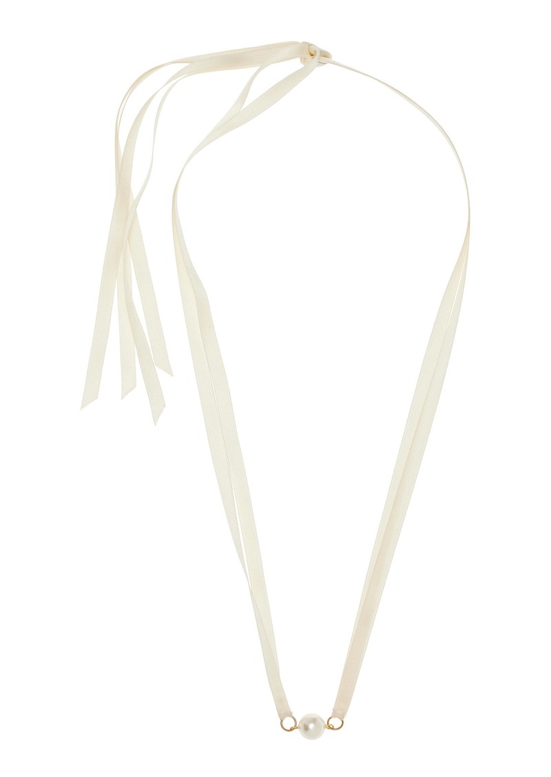 Jennifer Behr - Tanya Pearl-Detailed Silk Ribbon Necklace - White - OS - Moda Operandi - Gifts For Her