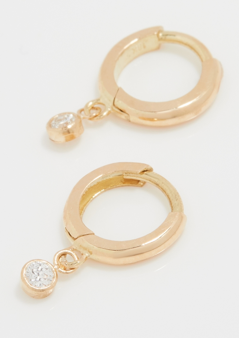 Jennifer Meyer Jewelry Huggies With Mini Diamond Bezel Drop