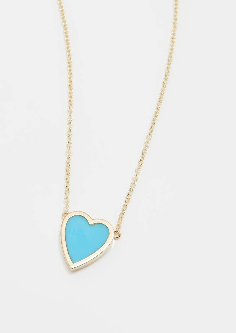 Jennifer Meyer Jewelry Mini Turquoise Inlay Heart Necklace