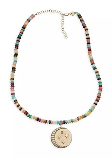 Jennifer Zeuner Jewelry Celeste 18K-Gold-Plated, Glass Bead & 0.015 TCW Diamond Necklace