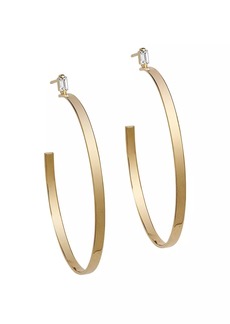Jennifer Zeuner Jewelry Gemma 18K-Gold-Plated & White Sapphire Hoop Earrings