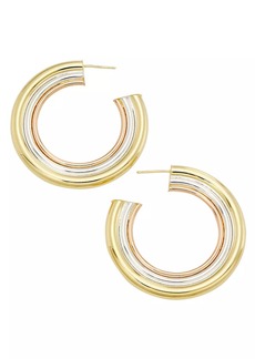 Jennifer Zeuner Jewelry Jada Tri-Tone Sterling Silver Hoop Earrings