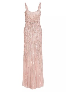 Jenny Packham Bright Gem Crystal-Embellished Sleeveless Gown