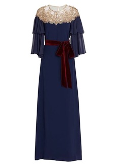Jenny Packham Fionala Bead-Embellished Chiffon Gown