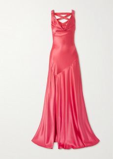 Jenny Packham James Bond Sequin-embellished Cutout Silk-satin Gown