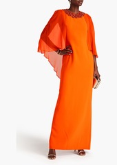 Jenny Packham - Cape-effect chiffon and crepe gown - Orange - UK 6