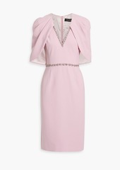 Jenny Packham - Cape-effect crystal-embellished crepe dress - Pink - UK 6
