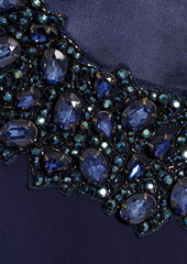Jenny Packham - Cape-effect embellished chiffon and crepe dress - Blue - UK 8