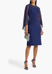 Jenny Packham - Cape-effect embellished chiffon and crepe dress - Blue - UK 6