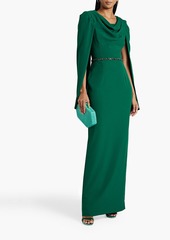 Jenny Packham - Cape-effect embellished crepe gown - Green - UK 6