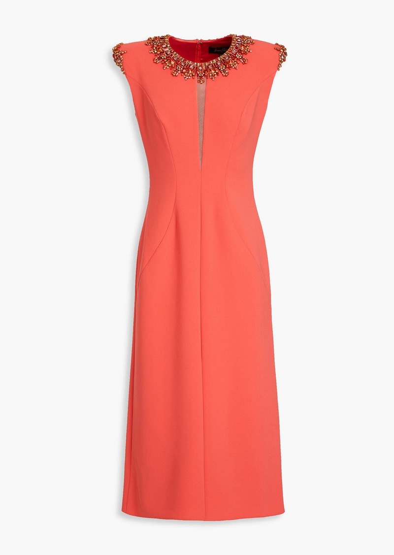 Jenny Packham - Embellished crepe midi dress - Orange - UK 8