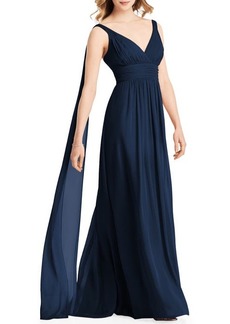 Jenny Packham Streamer Back Chiffon Gown in Midnight at Nordstrom