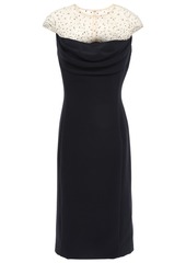 Jenny Packham Woman Crystal-embellished Tulle-paneled Stretch-cady Dress Black